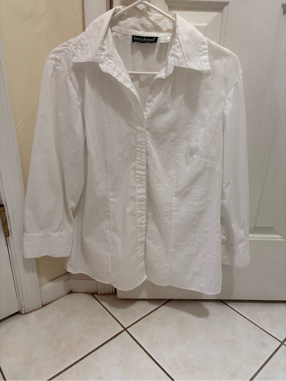Vintage Harve Bernard White Button-Front Dress Shirt